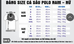 bảng size áo thun cổ bẻ